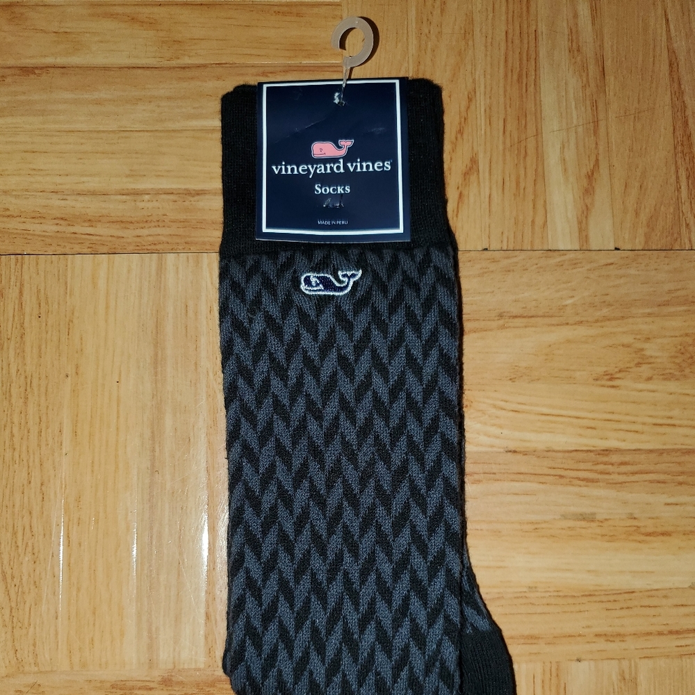 Men Vineyard Vines Herringbone Socks Jet Black